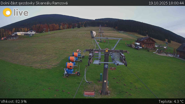 Horské atrakce Ramzová - Dolní část sjezdovky Skiareálu Ramzová - 19.10.2025 v 18:00 Horské atrakce Ramzová - Dolní část sjezdovky Skiareálu Ramzová - 19.10.2025 v 18:00