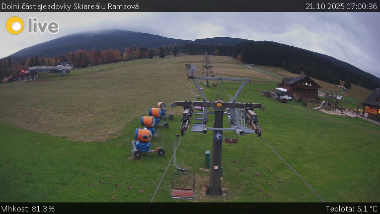 Horské atrakce Ramzová - Dolní část sjezdovky Skiareálu Ramzová - 21.10.2025 v 07:00 Horské atrakce Ramzová - Dolní část sjezdovky Skiareálu Ramzová - 21.10.2025 v 07:00