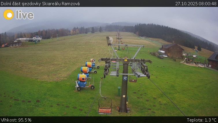 Horské atrakce Ramzová - Dolní část sjezdovky Skiareálu Ramzová - 27.10.2025 v 08:00 Horské atrakce Ramzová - Dolní část sjezdovky Skiareálu Ramzová - 27.10.2025 v 08:00