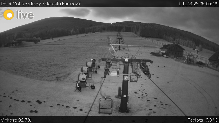 Horské atrakce Ramzová - Dolní část sjezdovky Skiareálu Ramzová - 1.11.2025 v 06:00 Horské atrakce Ramzová - Dolní část sjezdovky Skiareálu Ramzová - 1.11.2025 v 06:00