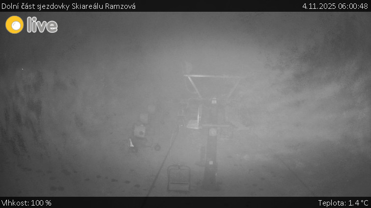 Horské atrakce Ramzová - Dolní část sjezdovky Skiareálu Ramzová - 4.11.2025 v 06:00