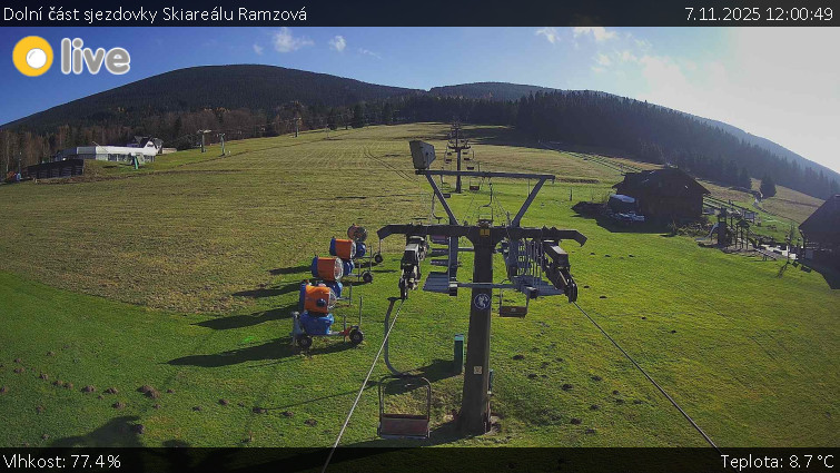 Horské atrakce Ramzová - Dolní část sjezdovky Skiareálu Ramzová - 7.11.2025 v 12:00