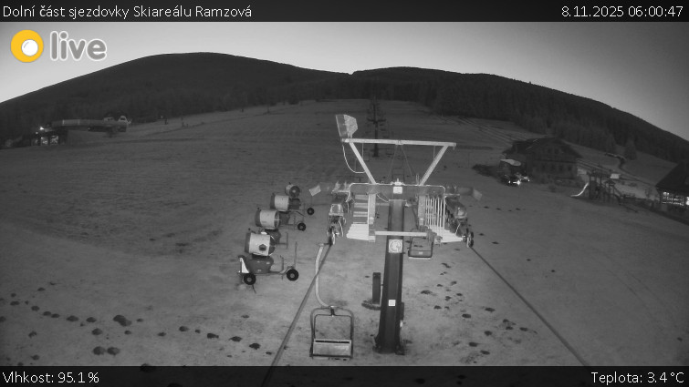 Horské atrakce Ramzová - Dolní část sjezdovky Skiareálu Ramzová - 8.11.2025 v 06:00