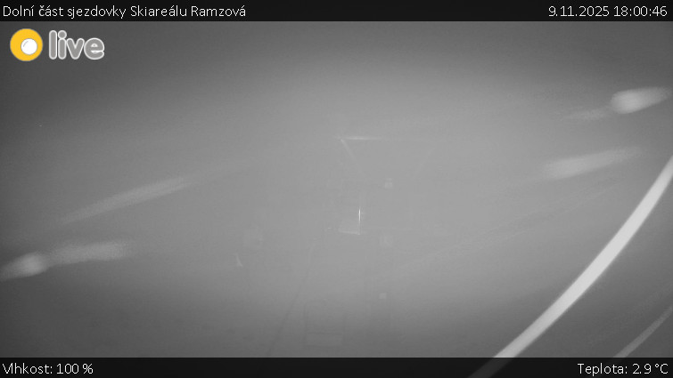 Horské atrakce Ramzová - Dolní část sjezdovky Skiareálu Ramzová - 9.11.2025 v 18:00