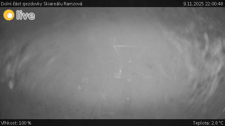 Horské atrakce Ramzová - Dolní část sjezdovky Skiareálu Ramzová - 9.11.2025 v 22:00
