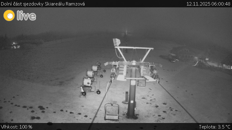 Horské atrakce Ramzová - Dolní část sjezdovky Skiareálu Ramzová - 12.11.2025 v 06:00