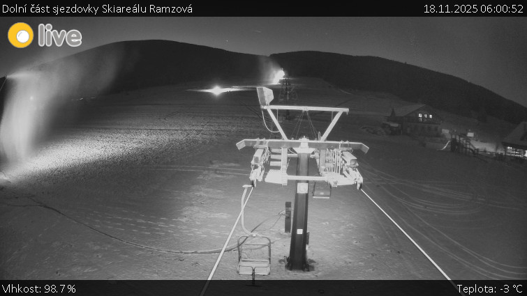 Horské atrakce Ramzová - Dolní část sjezdovky Skiareálu Ramzová - 18.11.2025 v 06:00