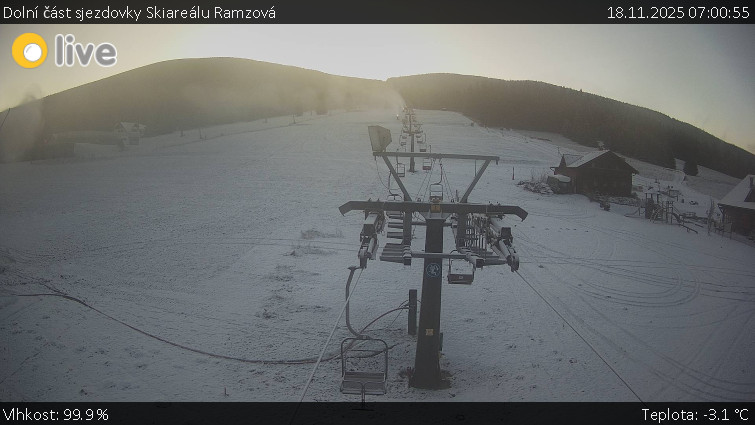 Horské atrakce Ramzová - Dolní část sjezdovky Skiareálu Ramzová - 18.11.2025 v 07:00