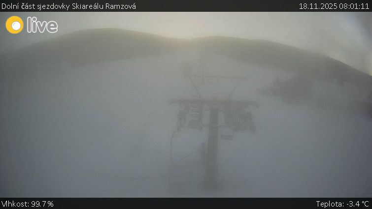 Horské atrakce Ramzová - Dolní část sjezdovky Skiareálu Ramzová - 18.11.2025 v 08:01