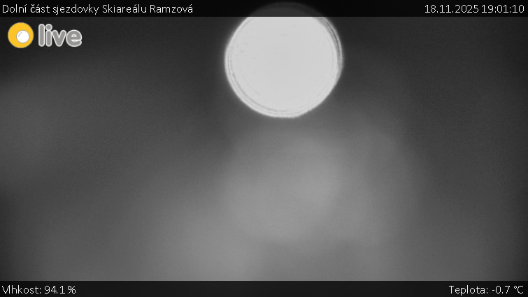 Horské atrakce Ramzová - Dolní část sjezdovky Skiareálu Ramzová - 18.11.2025 v 19:01