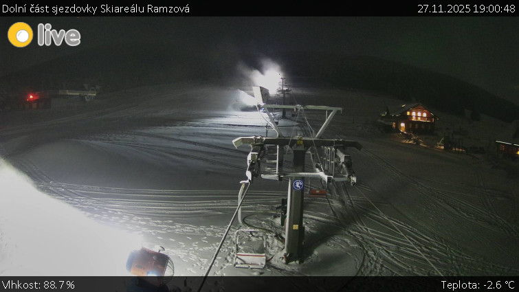 Horské atrakce Ramzová - Dolní část sjezdovky Skiareálu Ramzová - 27.11.2025 v 19:00