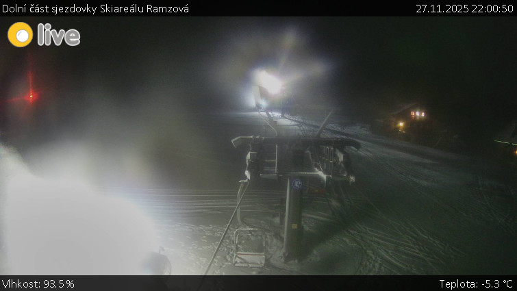 Horské atrakce Ramzová - Dolní část sjezdovky Skiareálu Ramzová - 27.11.2025 v 22:00