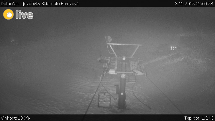 Horské atrakce Ramzová - Dolní část sjezdovky Skiareálu Ramzová - 3.12.2025 v 22:00