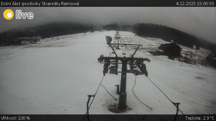 Horské atrakce Ramzová - Dolní část sjezdovky Skiareálu Ramzová - 4.12.2025 v 15:00