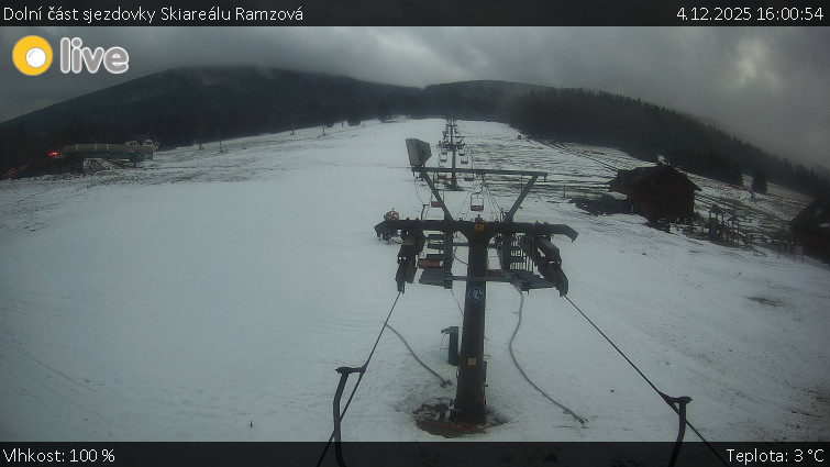 Horské atrakce Ramzová - Dolní část sjezdovky Skiareálu Ramzová - 4.12.2025 v 16:00