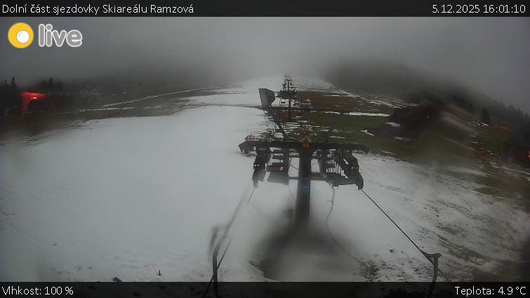 Horské atrakce Ramzová - Dolní část sjezdovky Skiareálu Ramzová - 5.12.2025 v 16:01