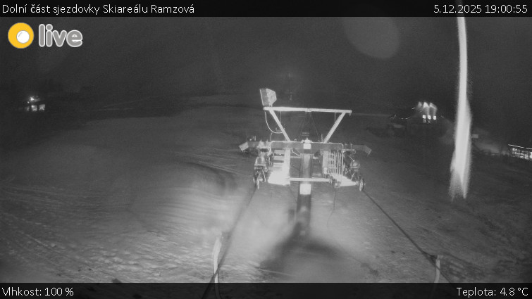 Horské atrakce Ramzová - Dolní část sjezdovky Skiareálu Ramzová - 5.12.2025 v 19:00