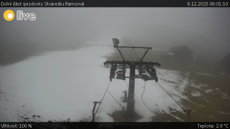 Horské atrakce Ramzová - Dolní část sjezdovky Skiareálu Ramzová - 6.12.2025 v 08:01