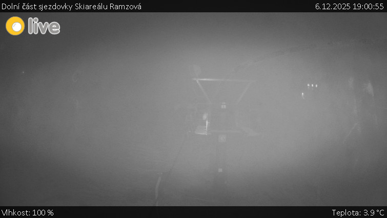 Horské atrakce Ramzová - Dolní část sjezdovky Skiareálu Ramzová - 6.12.2025 v 19:00