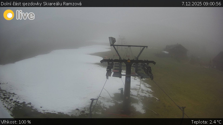 Horské atrakce Ramzová - Dolní část sjezdovky Skiareálu Ramzová - 7.12.2025 v 09:00