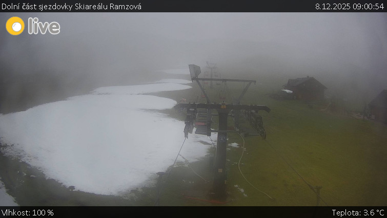 Horské atrakce Ramzová - Dolní část sjezdovky Skiareálu Ramzová - 8.12.2025 v 09:00