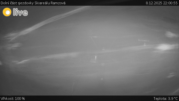 Horské atrakce Ramzová - Dolní část sjezdovky Skiareálu Ramzová - 8.12.2025 v 22:00