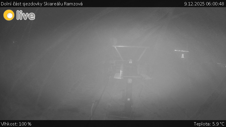 Horské atrakce Ramzová - Dolní část sjezdovky Skiareálu Ramzová - 9.12.2025 v 06:00