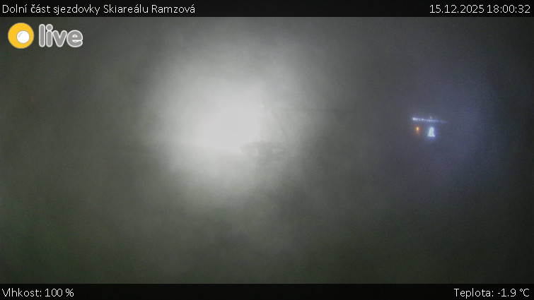 Horské atrakce Ramzová - Dolní část sjezdovky Skiareálu Ramzová - 15.12.2025 v 18:00