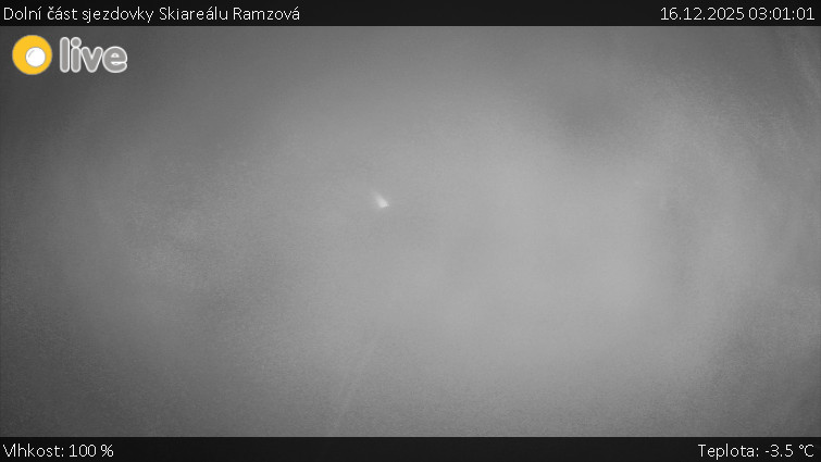 Horské atrakce Ramzová - Dolní část sjezdovky Skiareálu Ramzová - 16.12.2025 v 03:01