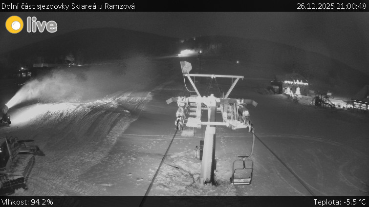 Horské atrakce Ramzová - Dolní část sjezdovky Skiareálu Ramzová - 26.12.2025 v 21:00