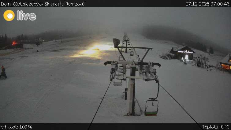 Horské atrakce Ramzová - Dolní část sjezdovky Skiareálu Ramzová - 27.12.2025 v 07:00