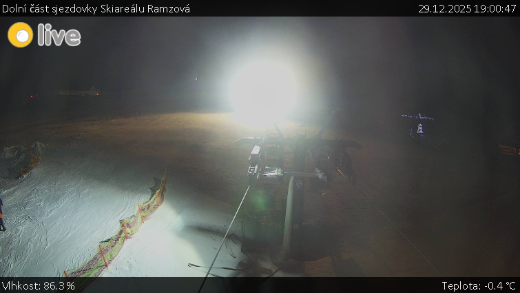 Horské atrakce Ramzová - Dolní část sjezdovky Skiareálu Ramzová - 29.12.2025 v 19:00