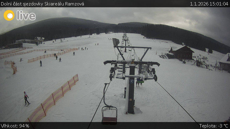 Horské atrakce Ramzová - Dolní část sjezdovky Skiareálu Ramzová - 1.1.2026 v 15:01