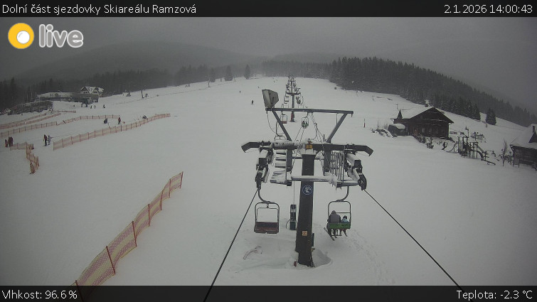 Horské atrakce Ramzová - Dolní část sjezdovky Skiareálu Ramzová - 2.1.2026 v 14:00