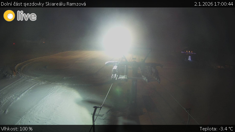 Horské atrakce Ramzová - Dolní část sjezdovky Skiareálu Ramzová - 2.1.2026 v 17:00