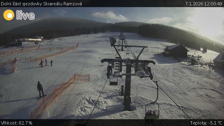 Horské atrakce Ramzová - Dolní část sjezdovky Skiareálu Ramzová - 7.1.2026 v 12:00