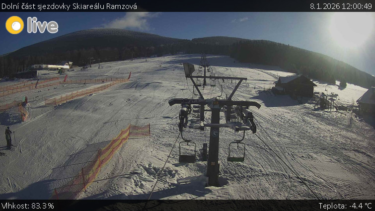 Horské atrakce Ramzová - Dolní část sjezdovky Skiareálu Ramzová - 8.1.2026 v 12:00