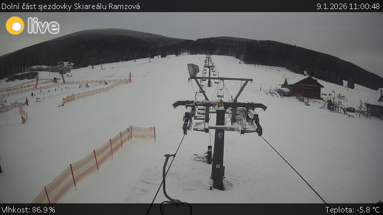 Horské atrakce Ramzová - Dolní část sjezdovky Skiareálu Ramzová - 9.1.2026 v 11:00