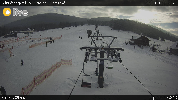 Horské atrakce Ramzová - Dolní část sjezdovky Skiareálu Ramzová - 10.1.2026 v 11:00