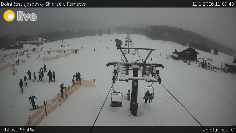 Horské atrakce Ramzová - Dolní část sjezdovky Skiareálu Ramzová - 11.1.2026 v 11:00