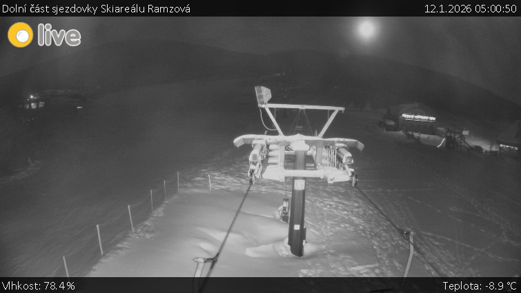 Horské atrakce Ramzová - Dolní část sjezdovky Skiareálu Ramzová - 12.1.2026 v 05:00