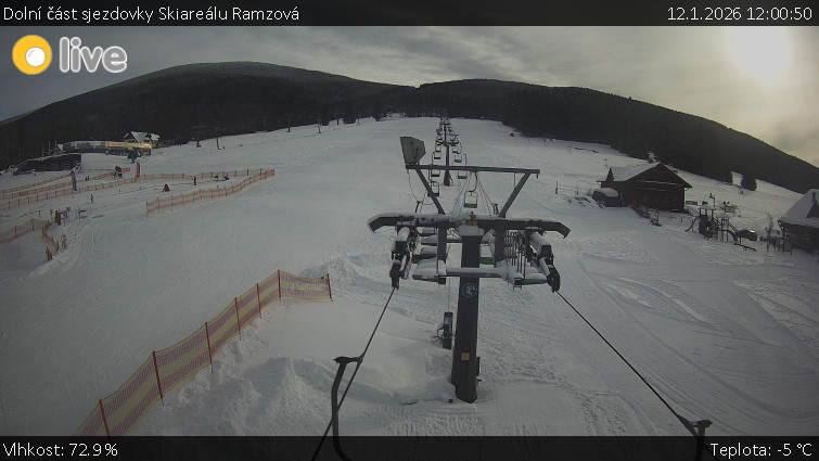 Horské atrakce Ramzová - Dolní část sjezdovky Skiareálu Ramzová - 12.1.2026 v 12:00