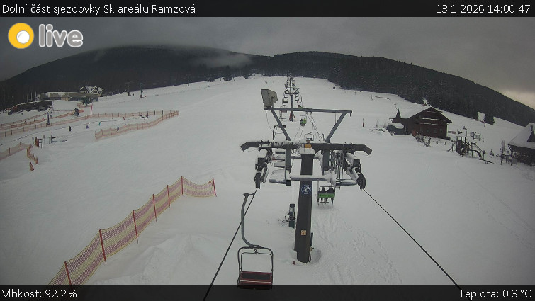 Horské atrakce Ramzová - Dolní část sjezdovky Skiareálu Ramzová - 13.1.2026 v 14:00