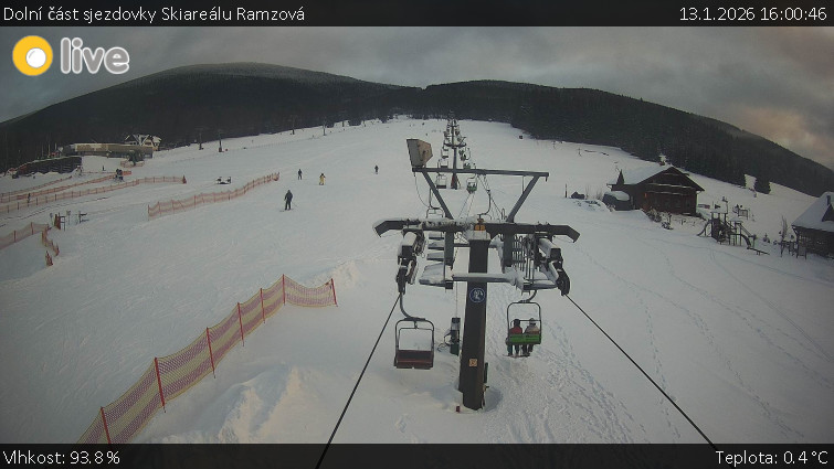 Horské atrakce Ramzová - Dolní část sjezdovky Skiareálu Ramzová - 13.1.2026 v 16:00