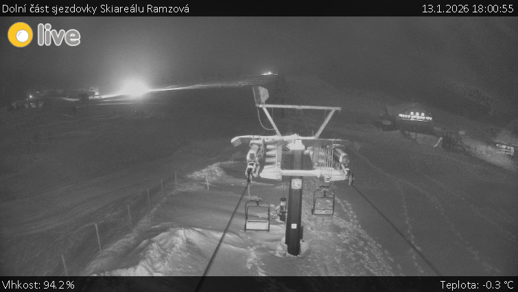 Horské atrakce Ramzová - Dolní část sjezdovky Skiareálu Ramzová - 13.1.2026 v 18:00