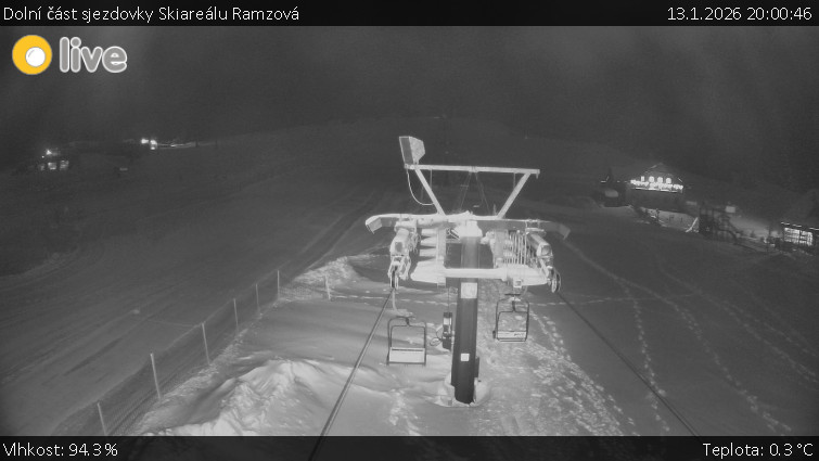 Horské atrakce Ramzová - Dolní část sjezdovky Skiareálu Ramzová - 13.1.2026 v 20:00