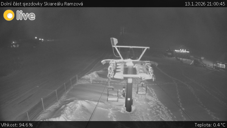 Horské atrakce Ramzová - Dolní část sjezdovky Skiareálu Ramzová - 13.1.2026 v 21:00