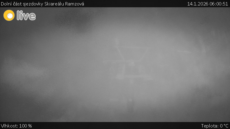 Horské atrakce Ramzová - Dolní část sjezdovky Skiareálu Ramzová - 14.1.2026 v 06:00