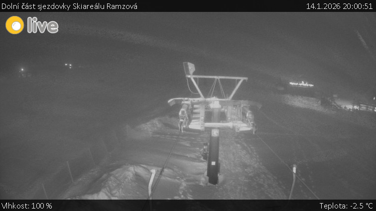Horské atrakce Ramzová - Dolní část sjezdovky Skiareálu Ramzová - 14.1.2026 v 20:00