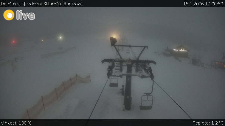 Horské atrakce Ramzová - Dolní část sjezdovky Skiareálu Ramzová - 15.1.2026 v 17:00